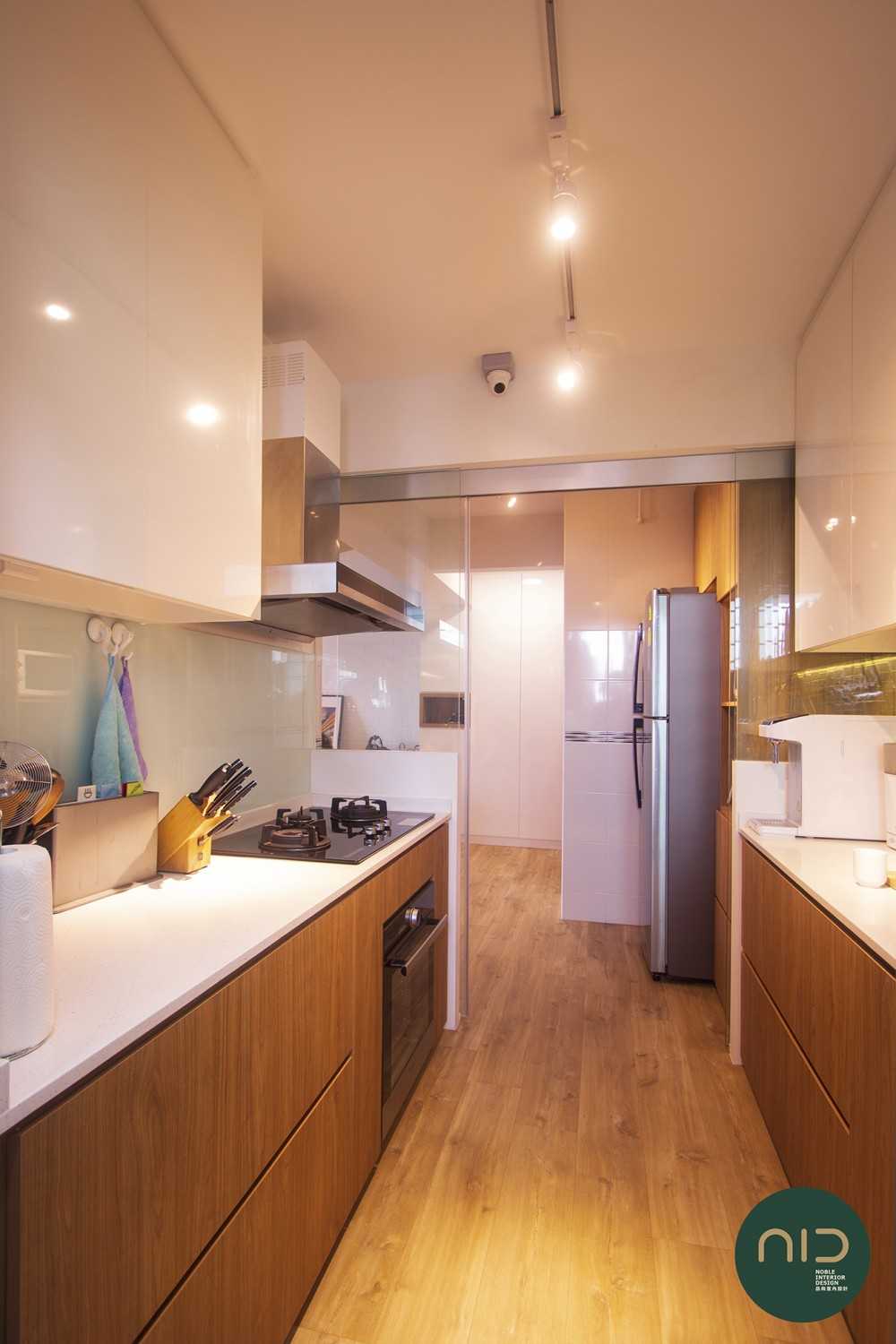 Scandinavian Kitchen with Countertop and Glass Door