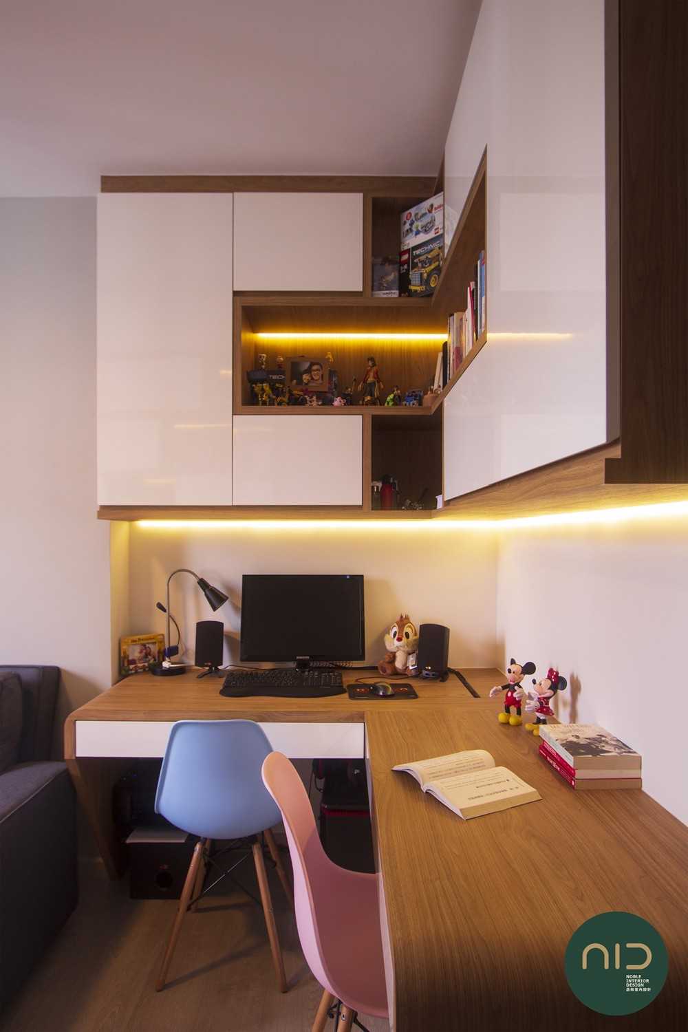 Scandinavian Study with Storage Cabinets and Display Cabinets