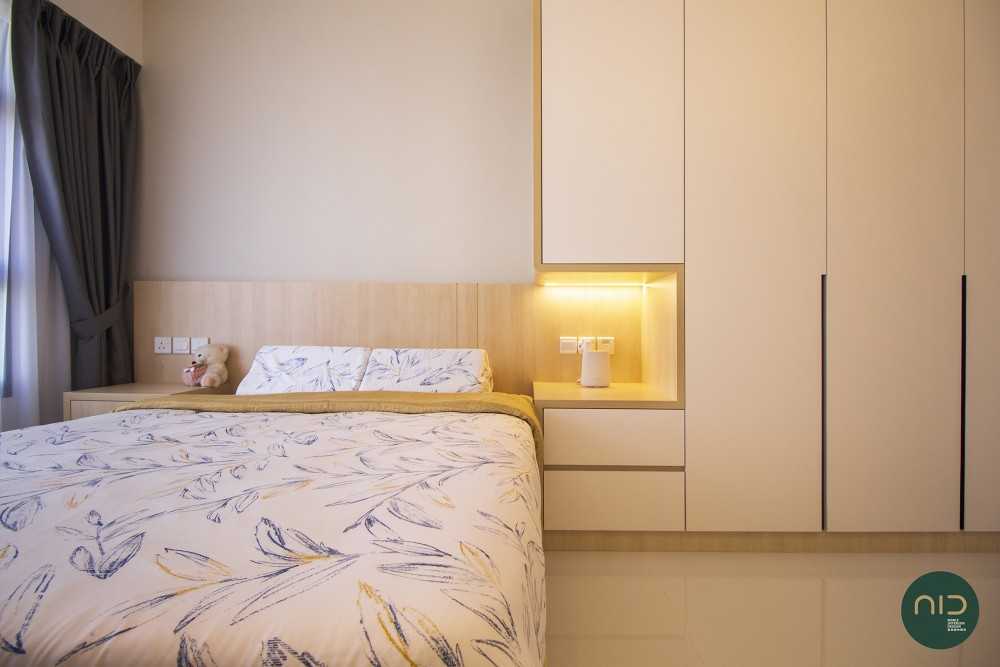 Scandinavian Bedroom with Homogeneous Tiles and Wardrobe
