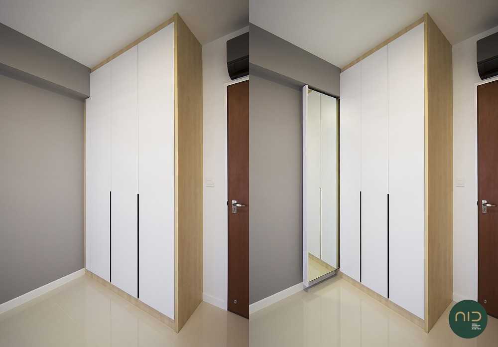 Scandinavian Bedroom with Mirror and Wardrobe