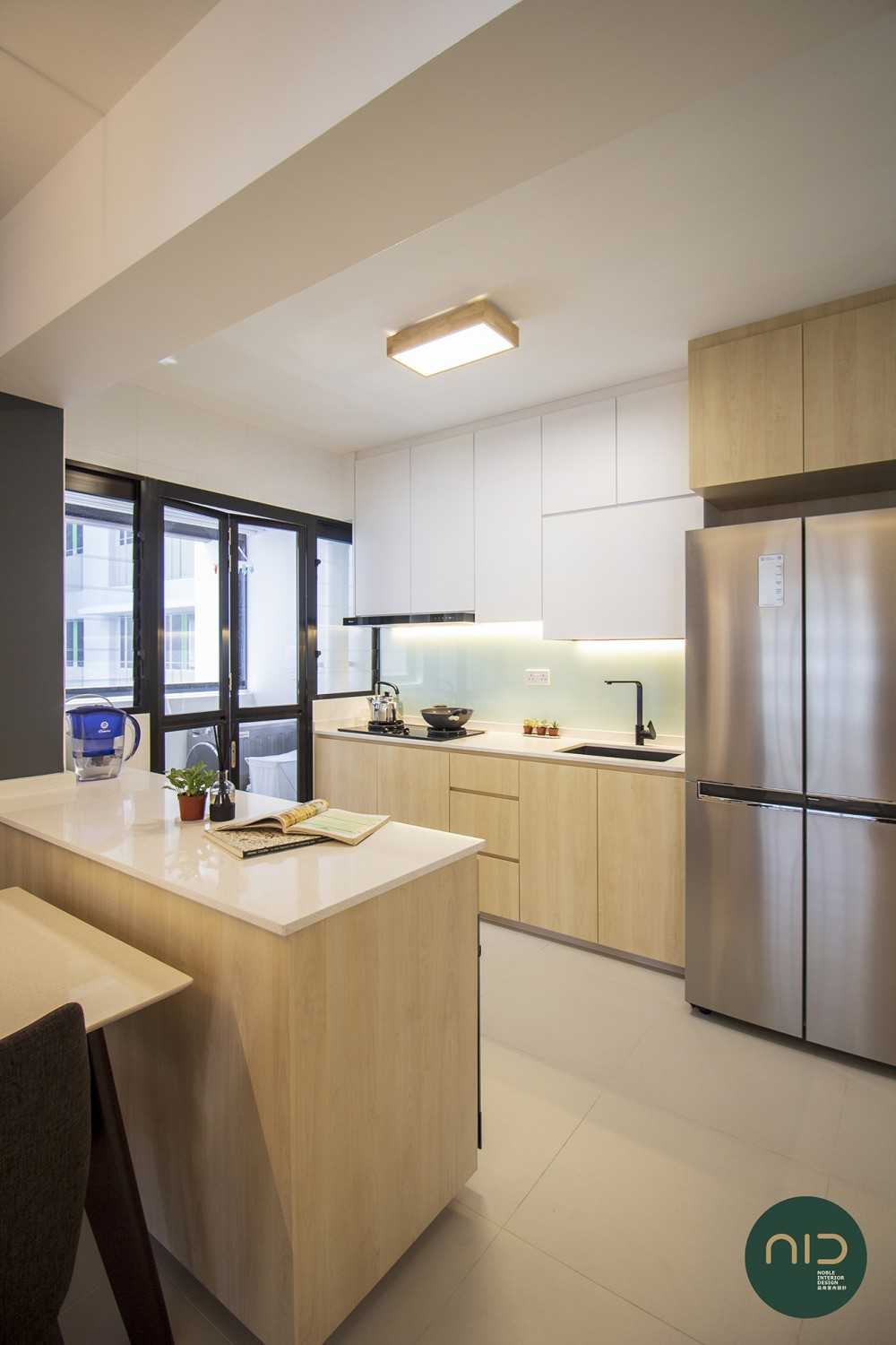 Scandinavian Kitchen with Countertop and Homogeneous Tiles