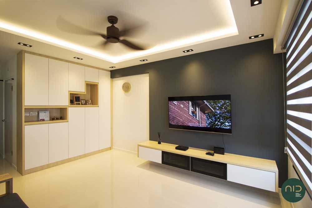 Scandinavian Living Room with TV Console and Cove Lighting