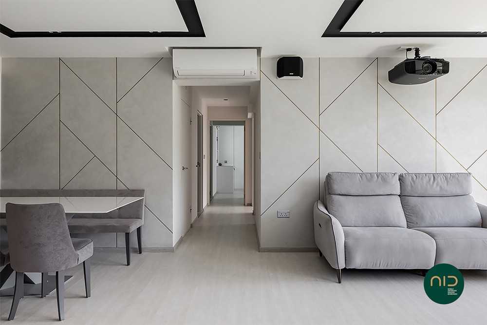 Modern Living Room with Vinyl Flooring and Feature Wall