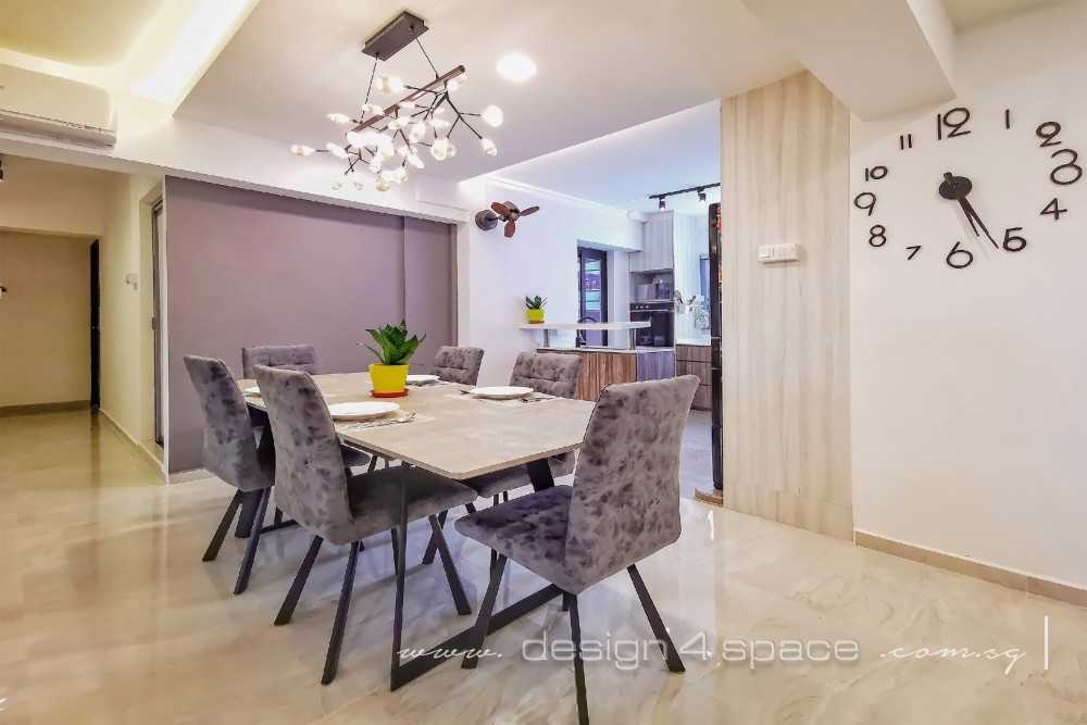 Contemporary Dining Room with Drop Ceiling and Downlights