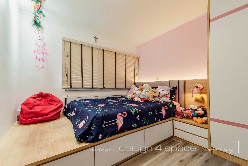 Contemporary Bedroom with Platform Bed and Homogeneous Tiles