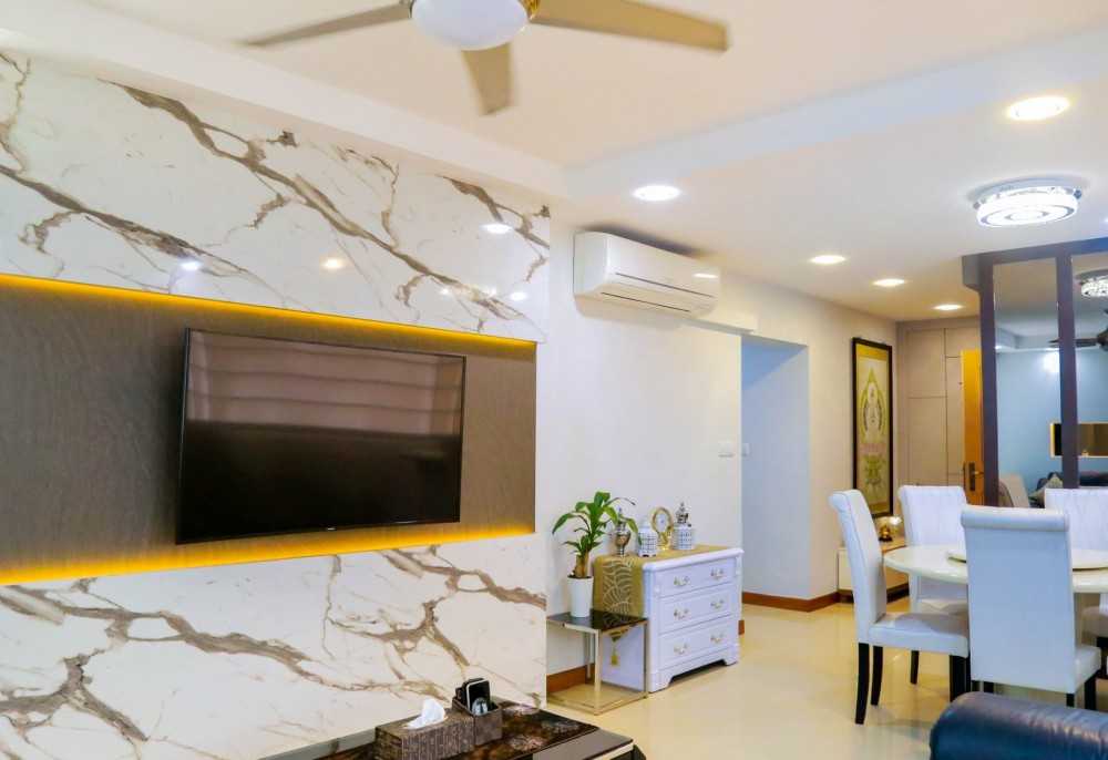 Modern Living Room with Wood Flooring and TV Console
