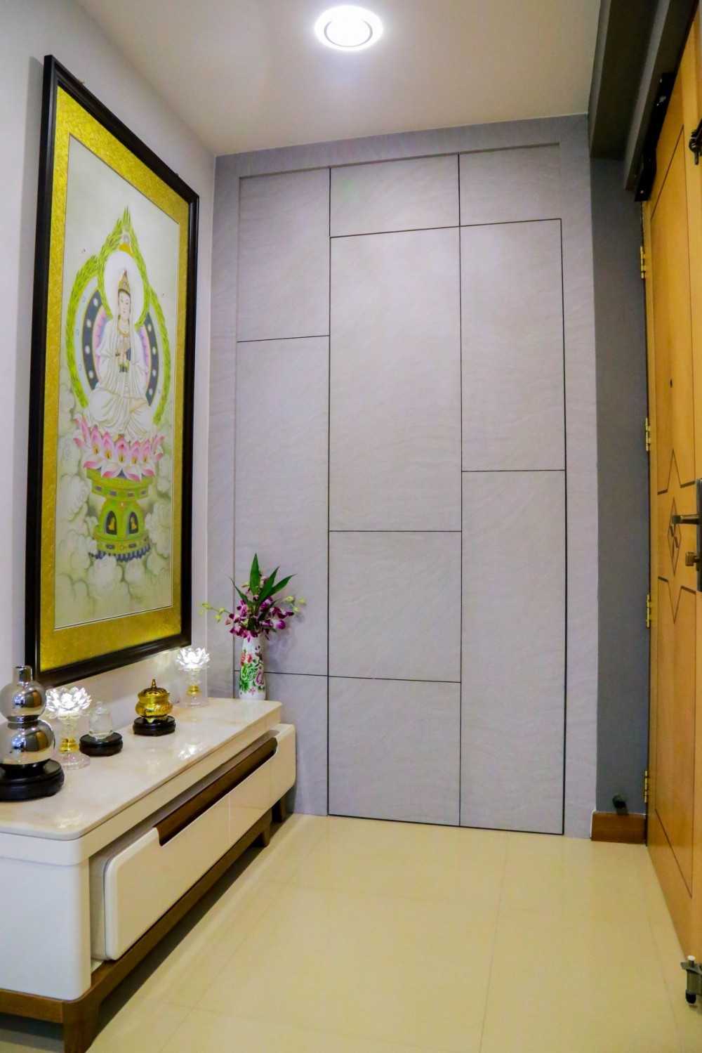 Modern Hallway with Bookshelf and Console Table