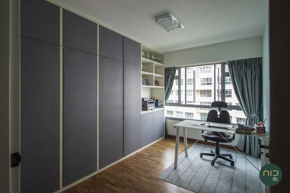 Modern Study with Bookshelf and Parquet Floor