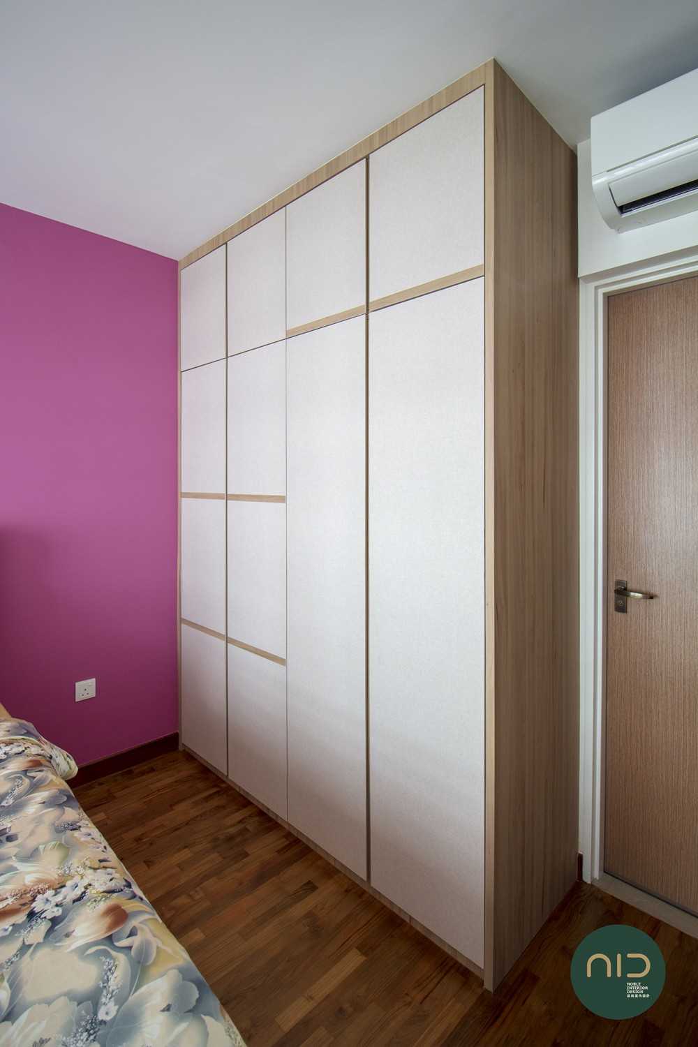 Modern Bedroom with Parquet Floor and Wardrobe