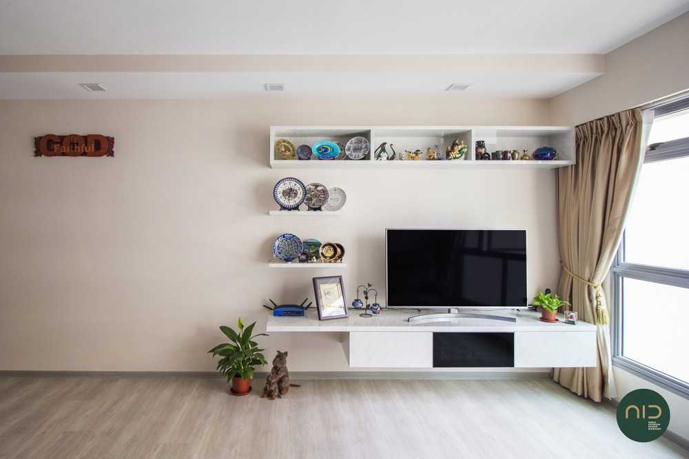 Modern Living Room with Vinyl Flooring and Curtain