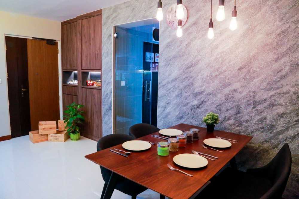Industrial Dining Room with Console Table and Drinkware