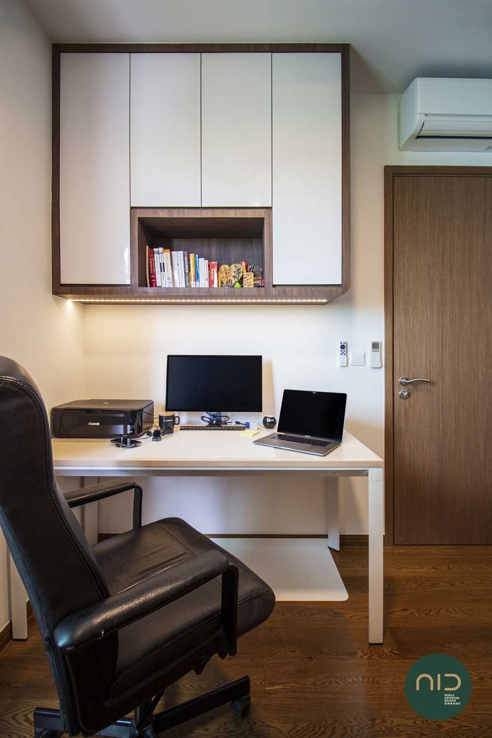 Modern Study with Bookshelf and Storage Cabinets