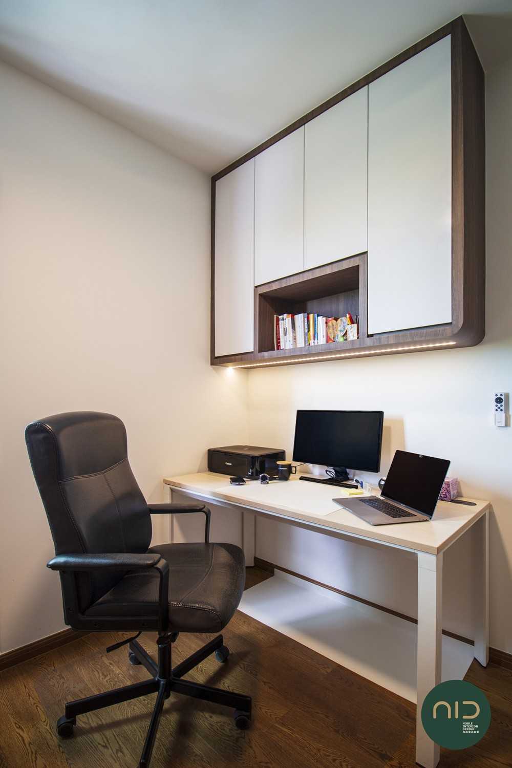 Modern Study with Bookshelf and Storage Cabinets