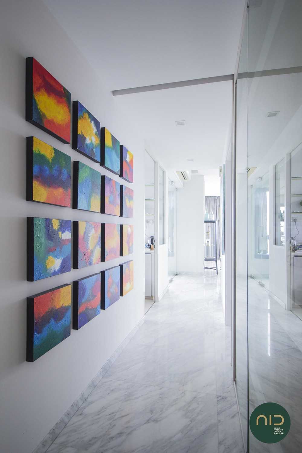 Modern Hallway with Feature Wall and Artwork