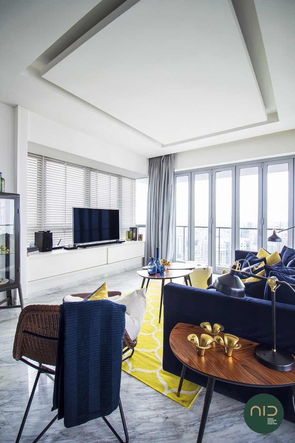 Modern Living Room with Feature Wall and Drop Ceiling