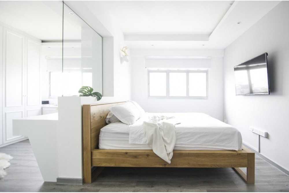 Eclectic Bedroom with Curtain and TV