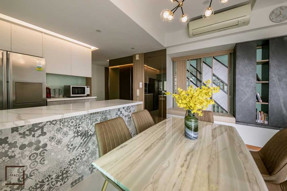 Contemporary Dining Room with Ceiling Light and Lighting