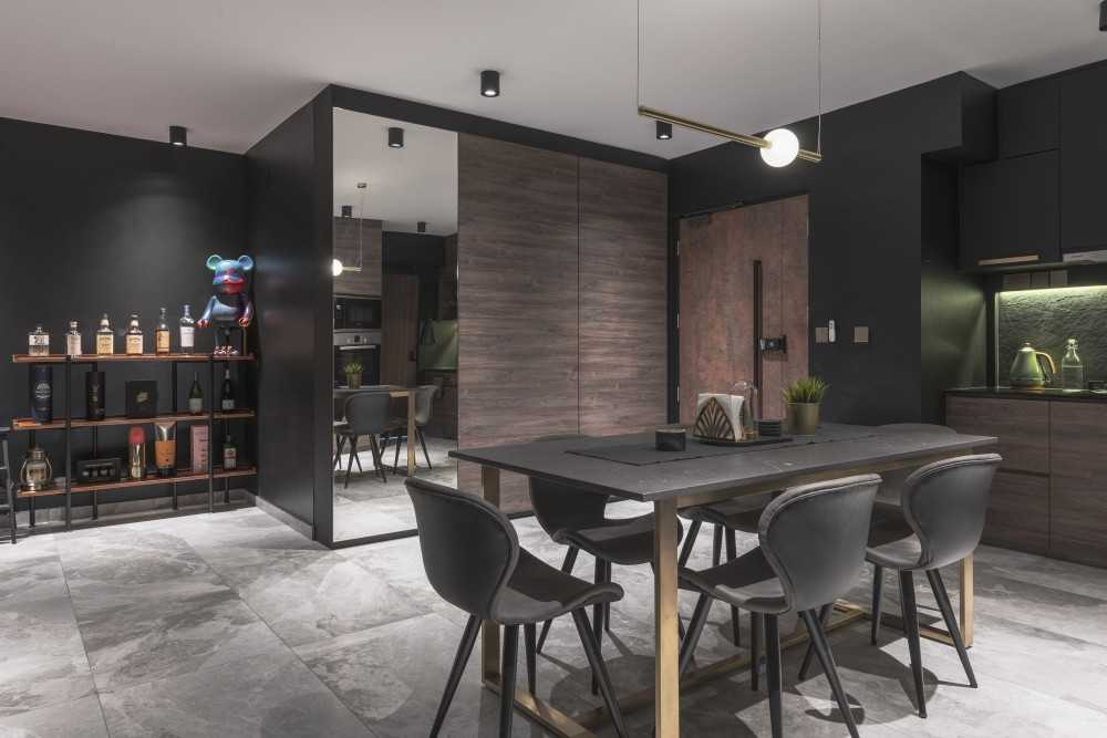 Contemporary Foyer with Dining Table and Dining Chairs