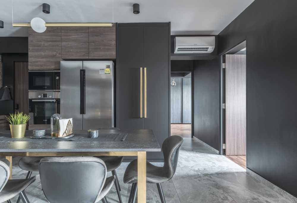 Contemporary Dining Room with Downlights and Dining Table