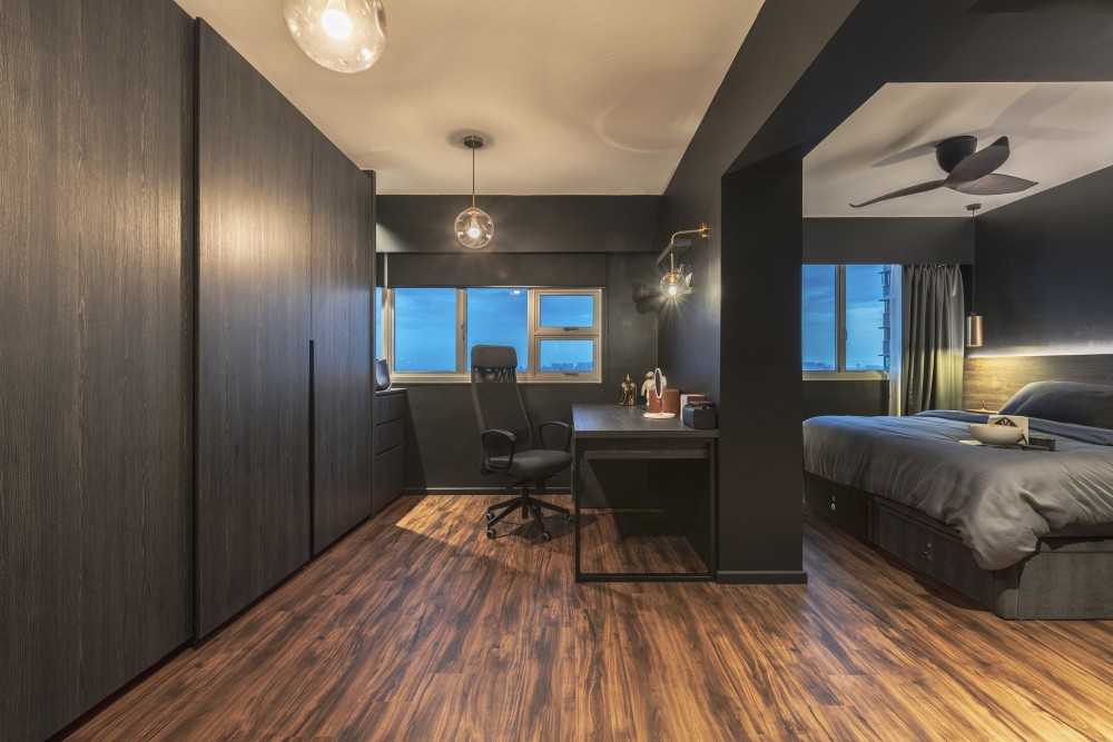 Contemporary Bedroom with Vinyl Flooring and Flooring