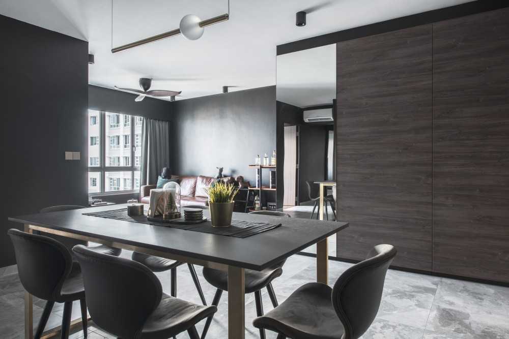 Contemporary Dining Room with Downlights and Dining Table