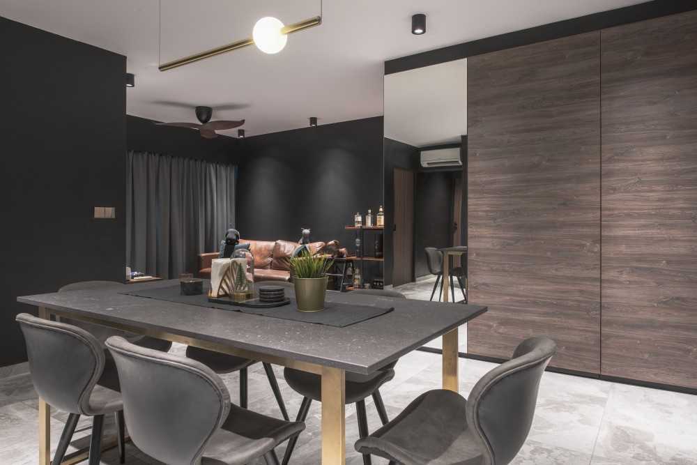 Contemporary Dining Room with Downlights and Dining Table