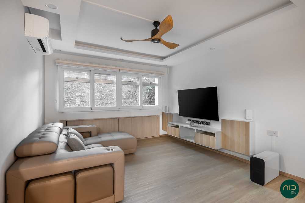 Modern Living Room with Vinyl Flooring and Downlights