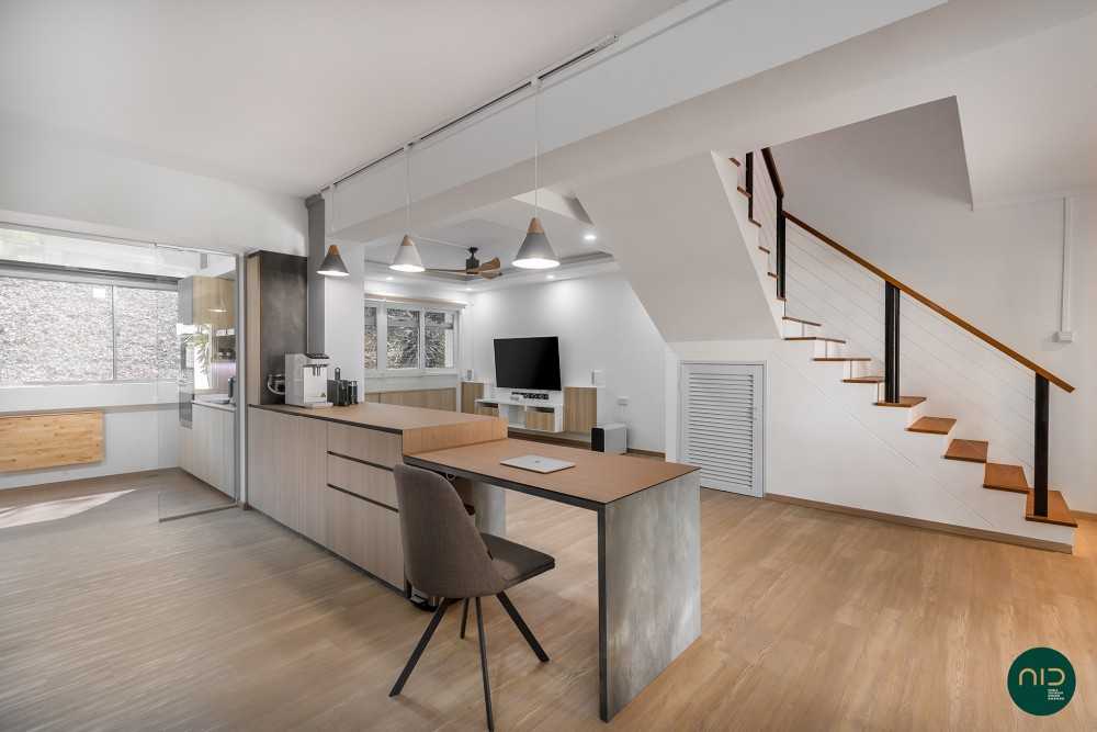 Modern Dining Room with Vinyl Flooring and Storage Cabinets