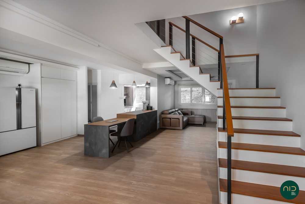 Modern Dining Room with Vinyl Flooring and Storage Cabinets