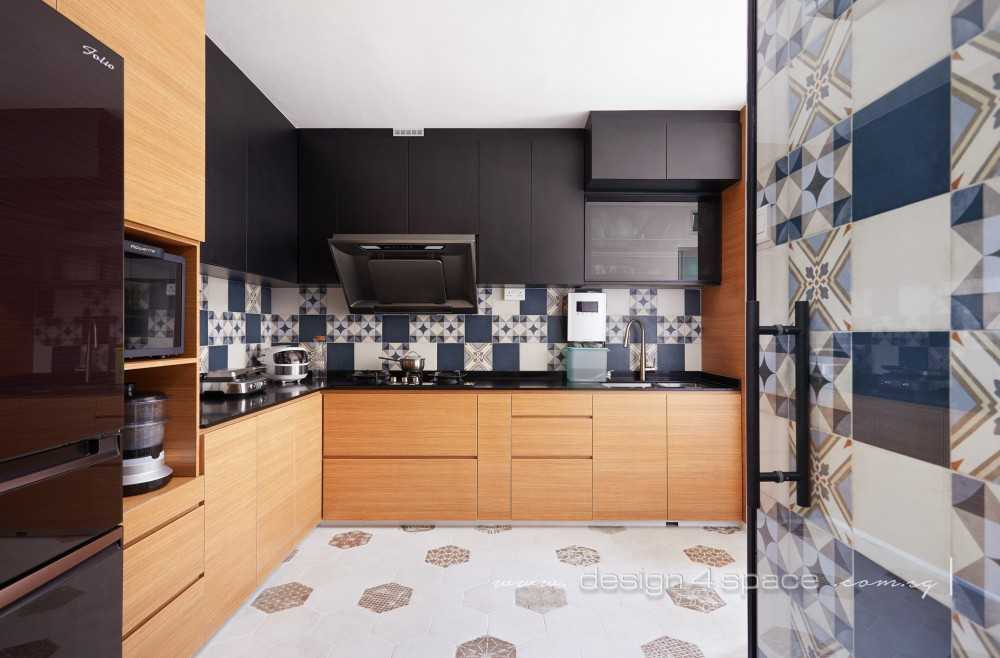 Industrial Kitchen with Homogeneous Tiles and Wood Flooring