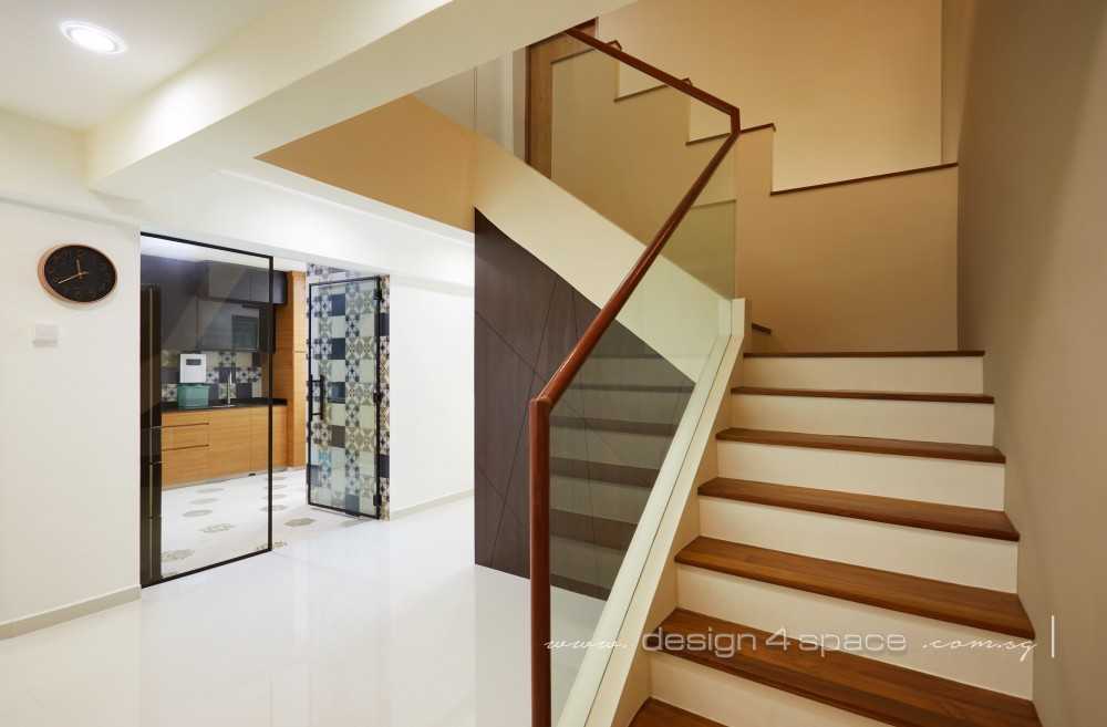 Industrial Hallway with Bookshelf and Kitchen Cabinets