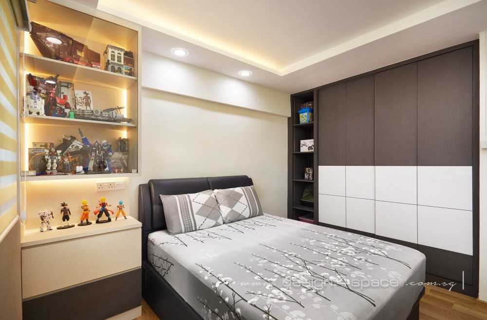 Industrial Bedroom with Vinyl Flooring and Drop Ceiling