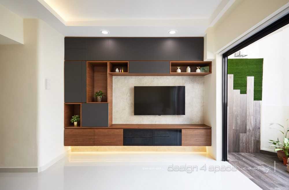Industrial Living Room with TV Console and Feature Wall
