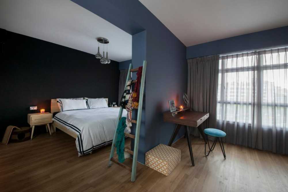 Eclectic Bedroom with Bedside Table and Console Table