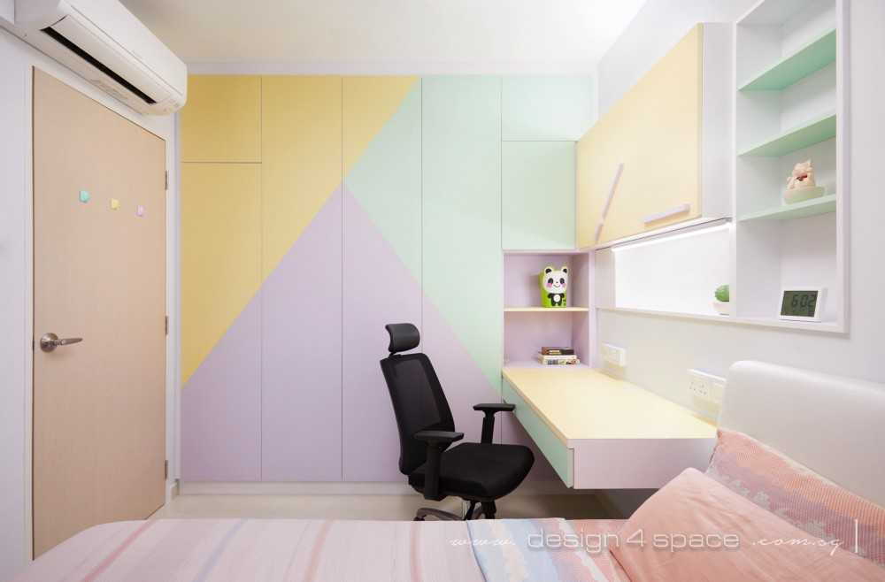 Contemporary Bedroom with Platform Bed and Vinyl Flooring