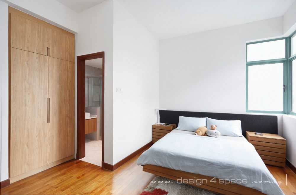 Contemporary Bedroom with Wood Flooring and Wardrobe