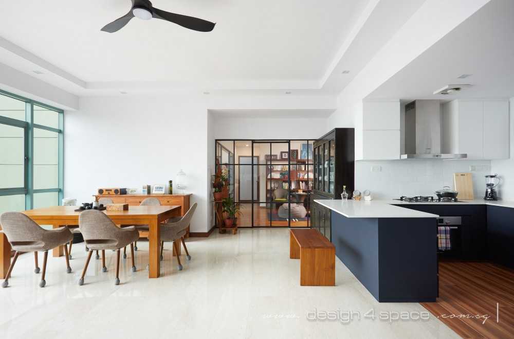 Contemporary Kitchen with Wood Flooring and Kitchen Window