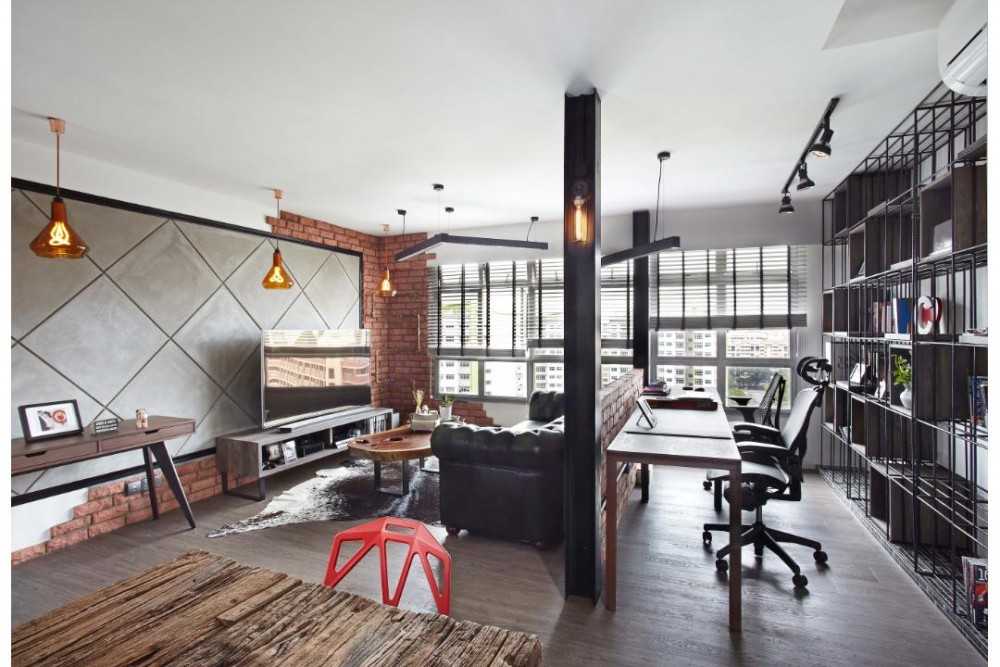 Industrial Studio with Desk and Desk Chairs