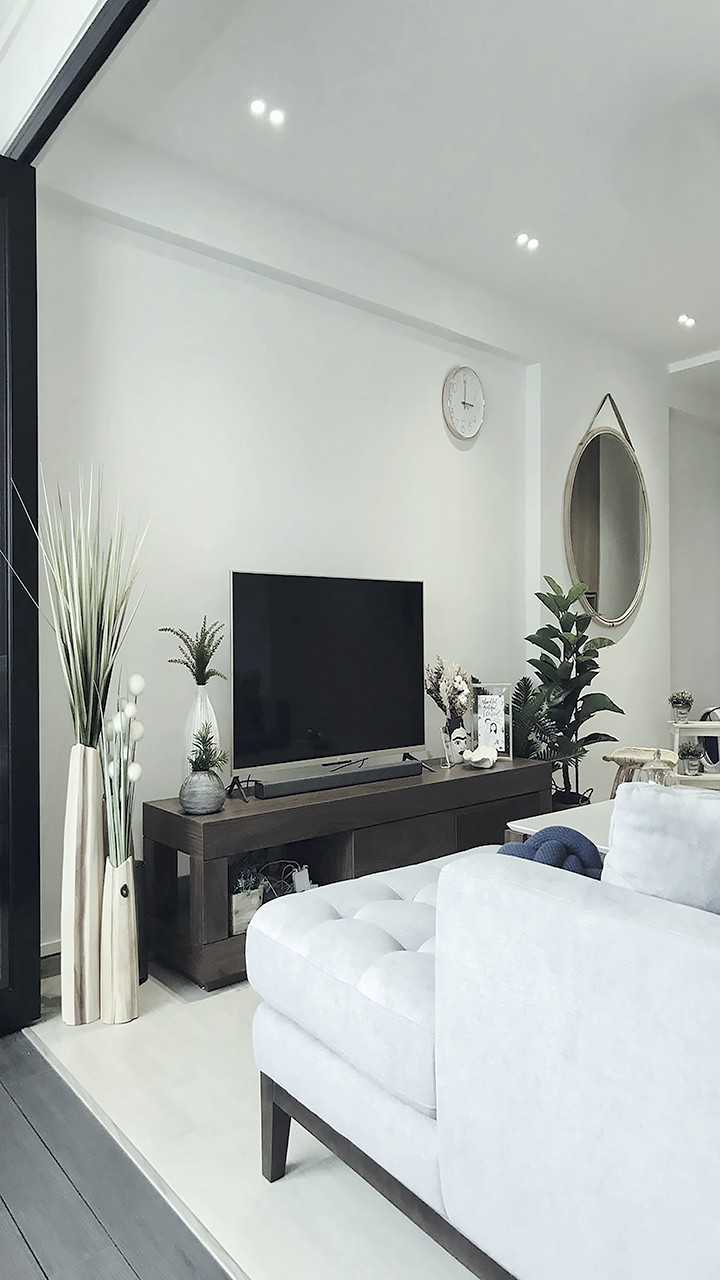 Transitional Living Room with Vinyl Flooring and Ceiling Light