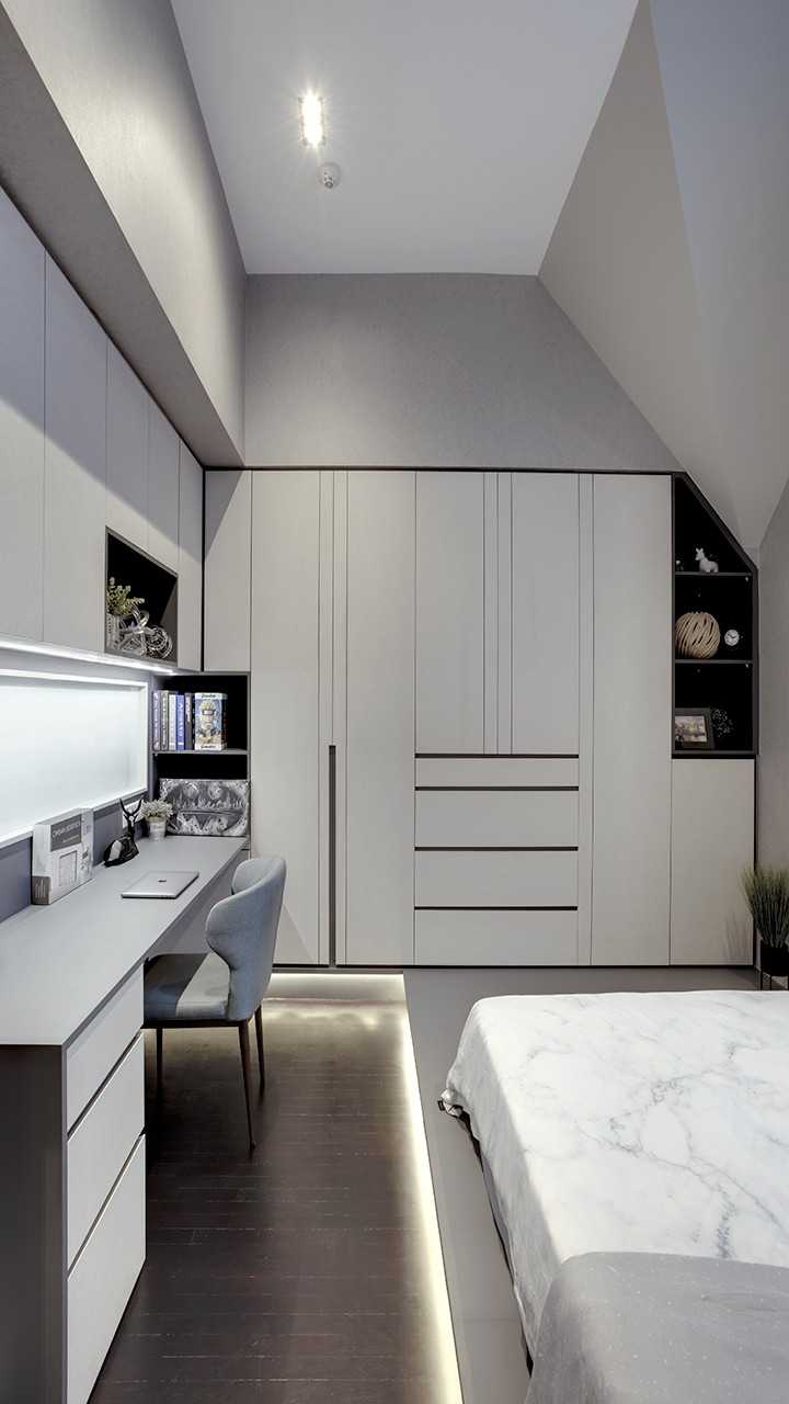 Scandinavian Study with Bookshelf and Desk