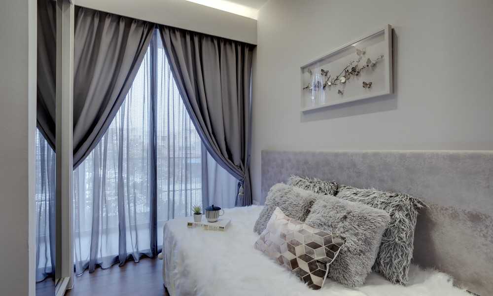 Transitional Bedroom with Vinyl Flooring and Mirror