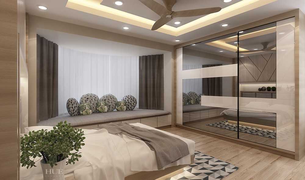 Contemporary Bedroom with Vinyl Flooring and Cove Lighting