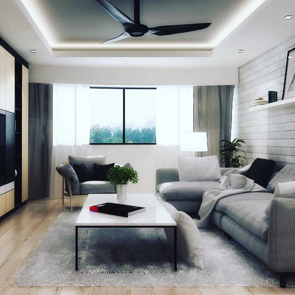 Contemporary Living Room with TV Console and Feature Wall