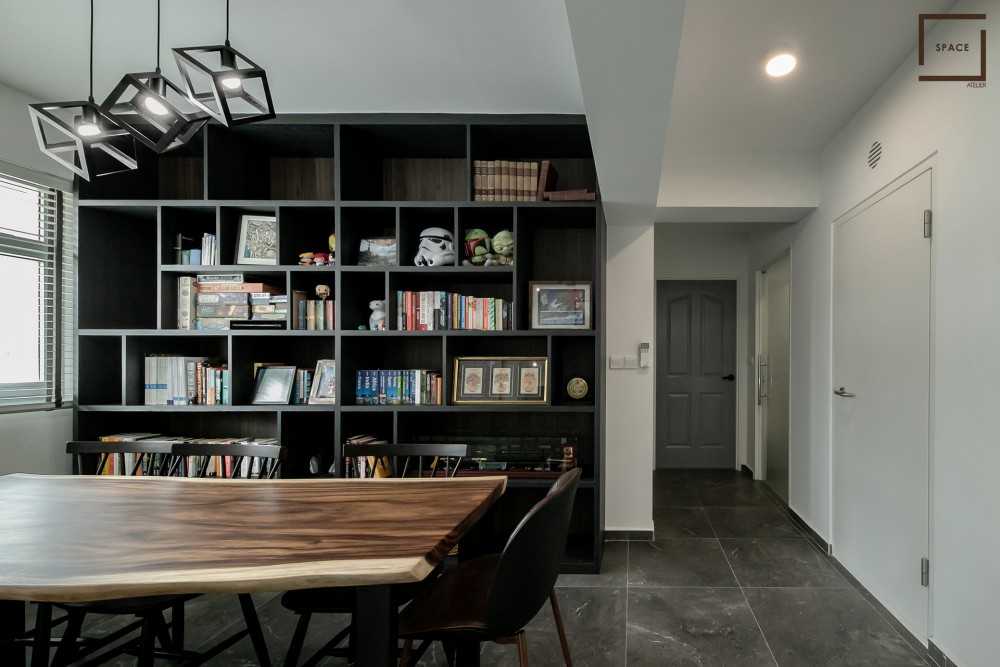 Modern Living Room with Drop Light and Dining Table