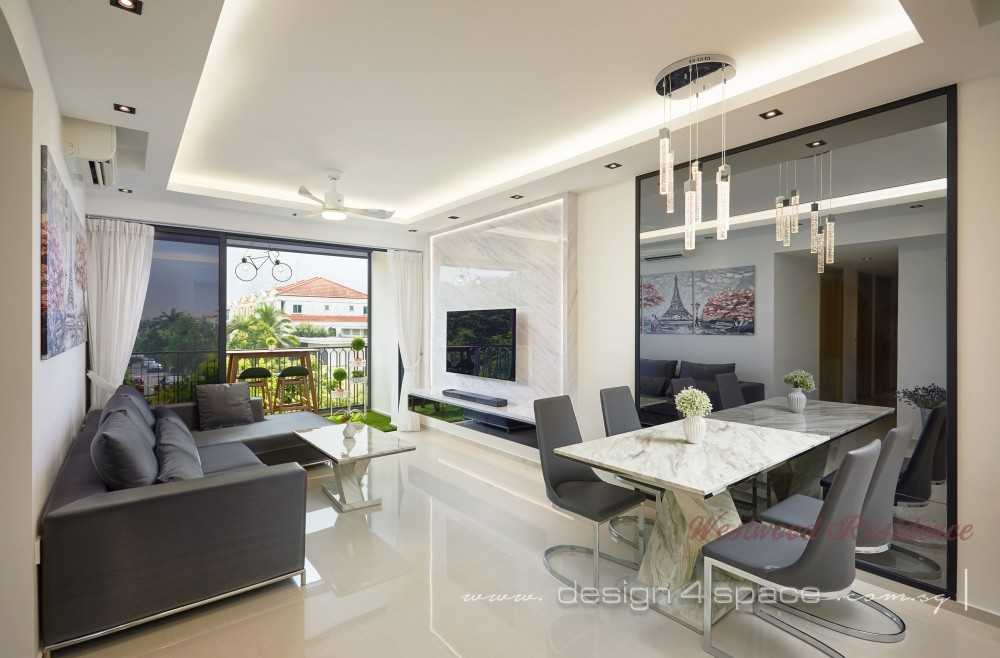 Contemporary Living Room with Feature Wall and Mirror