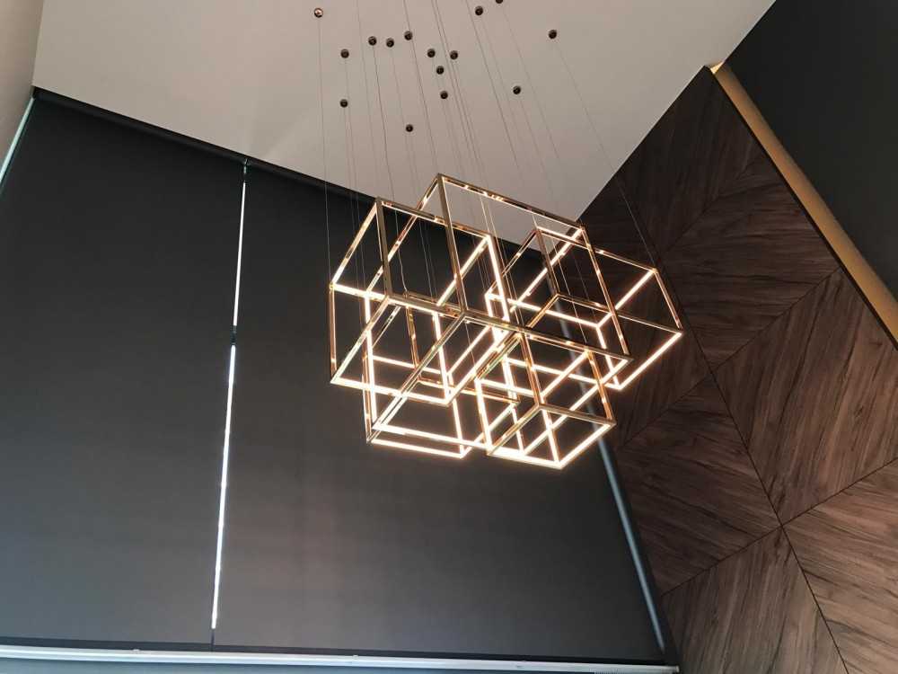 Modern Hallway with Feature Wall and Drop Ceiling