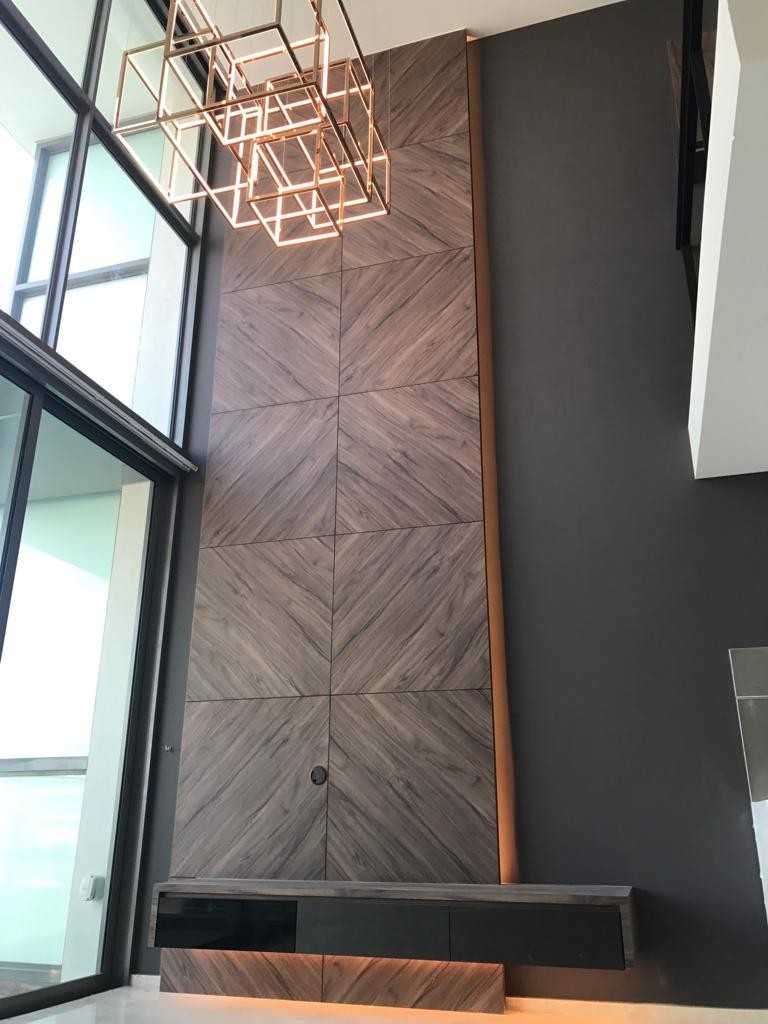 Modern Mezzanine with TV Console and Feature Wall