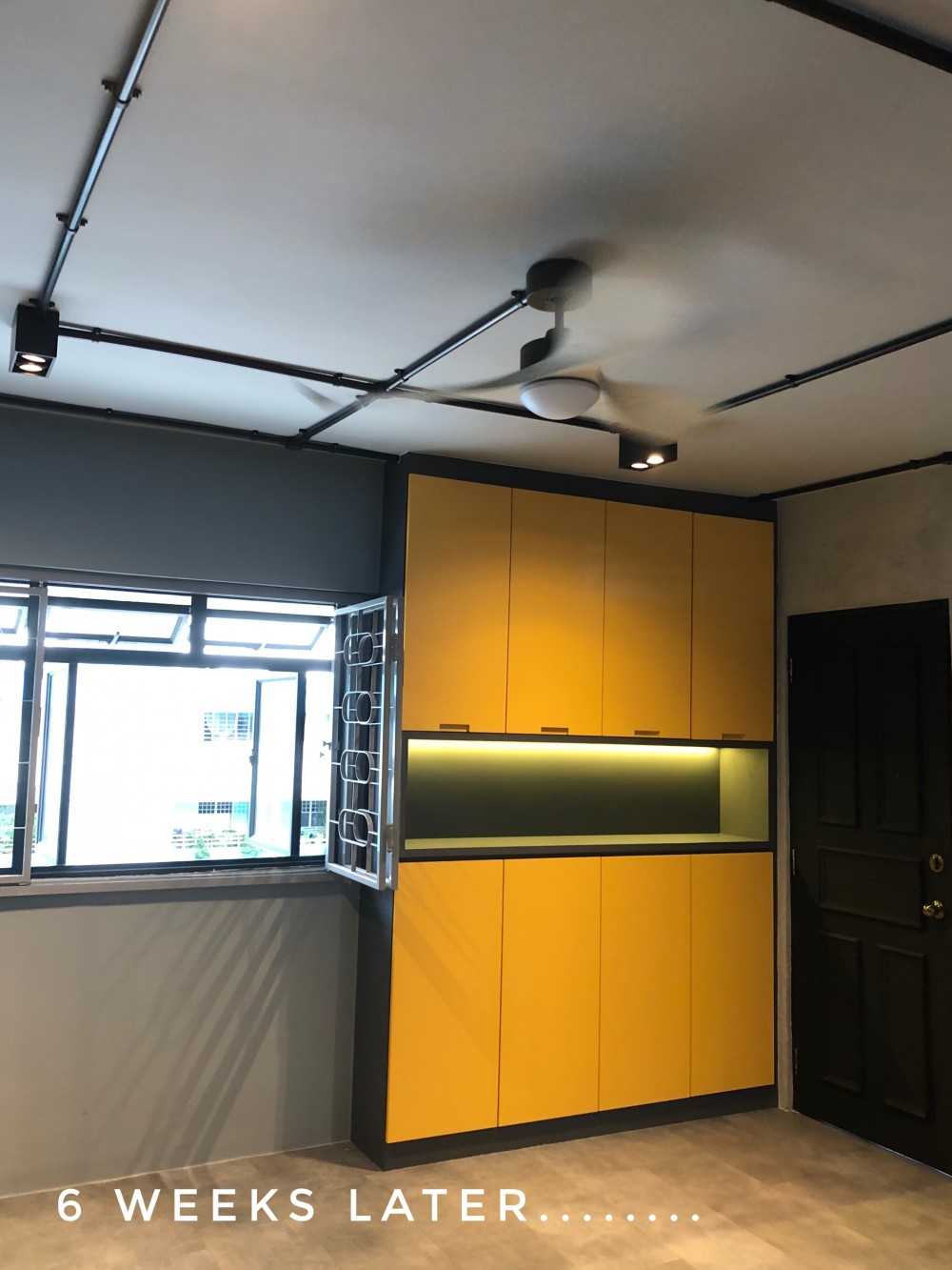 Industrial Entryway with Vinyl Flooring and Ceiling Fan