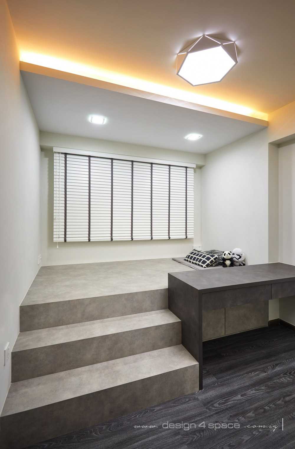 Contemporary Bedroom with Platform Bed and Wardrobe