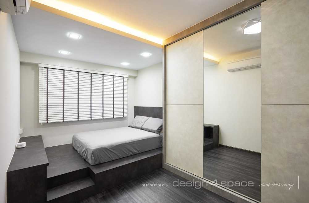 Contemporary Bedroom with Window Seat and Window Shutters